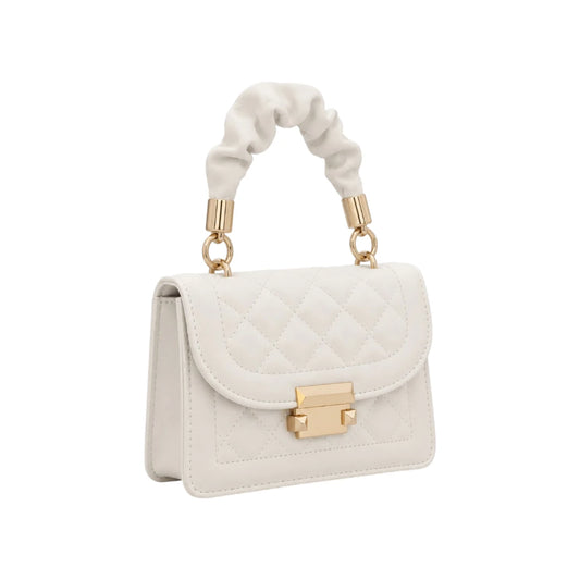 Revixa White Quilted Leather Top Handle Handbag
