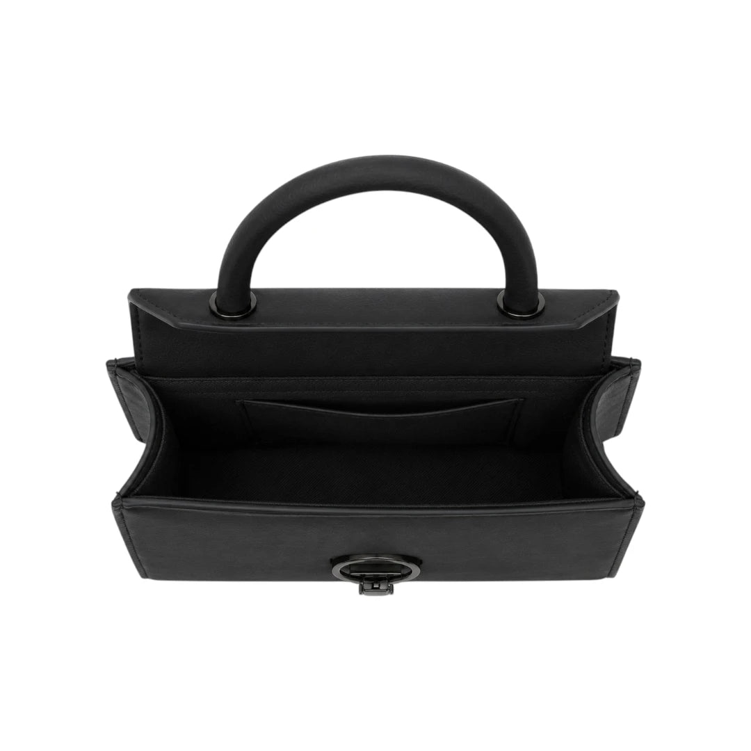 Revixa Black Ring Accent PU Leather Structured Handbag
