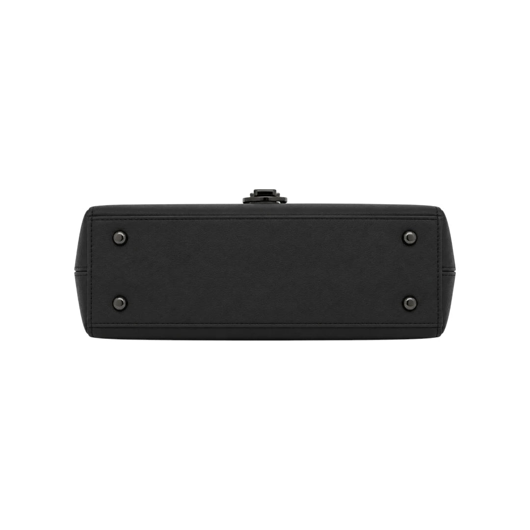 Revixa Black Ring Accent PU Leather Structured Handbag