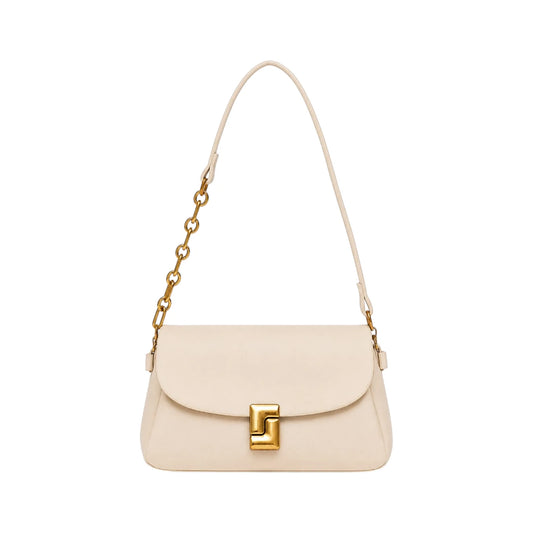 Revixa Ivory Chain Accent Leather Shoulder Bag