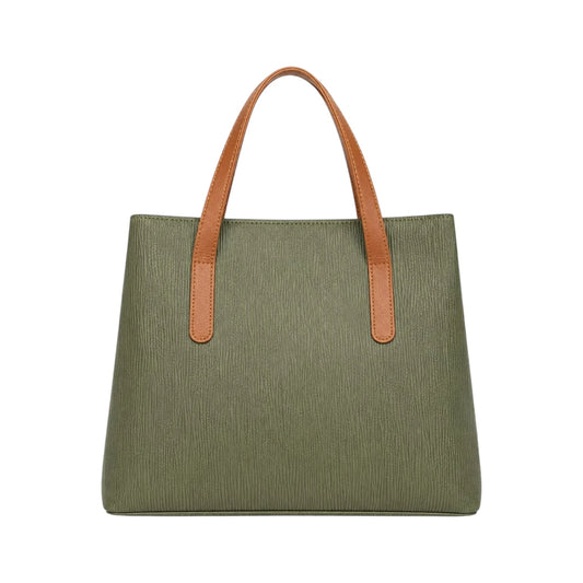 Revixa Olive Textured Leather Classic Tote Bag