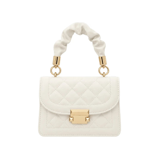 Revixa White Quilted Leather Top Handle Handbag