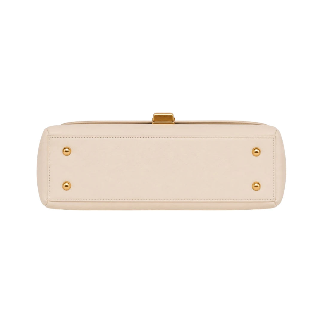 Revixa Beige Chain Accent PU Leather Shoulder Bag