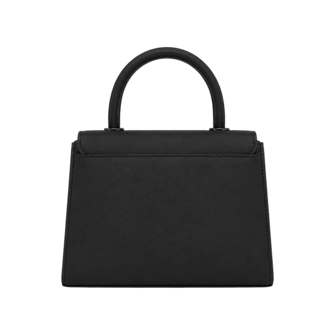 Revixa Black Ring Accent PU Leather Structured Handbag