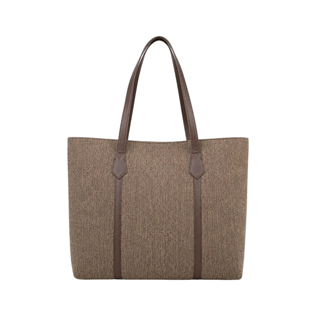 Revixa Brown Textured PU Leather Everyday Tote Bag