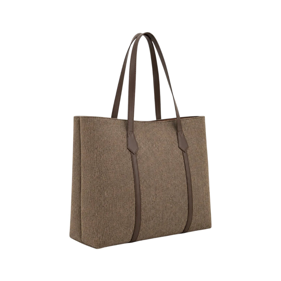 Revixa Brown Textured PU Leather Everyday Tote Bag