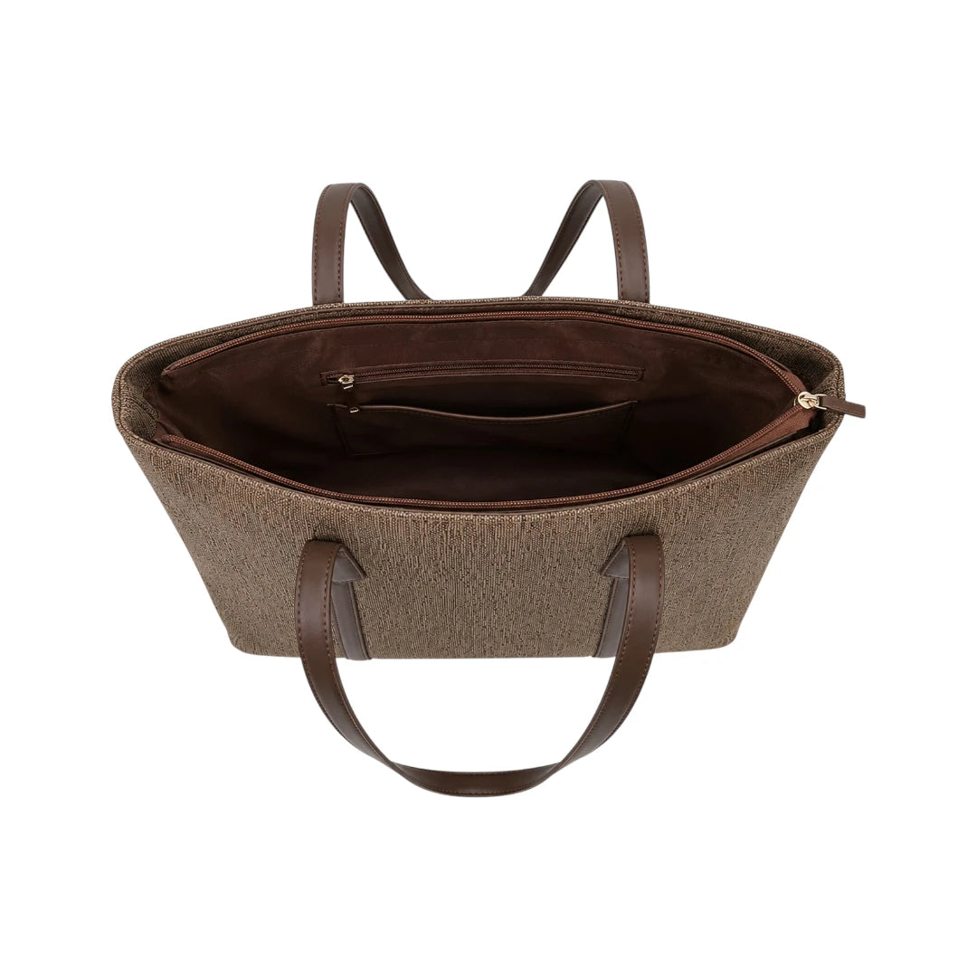 Revixa Brown Textured PU Leather Everyday Tote Bag