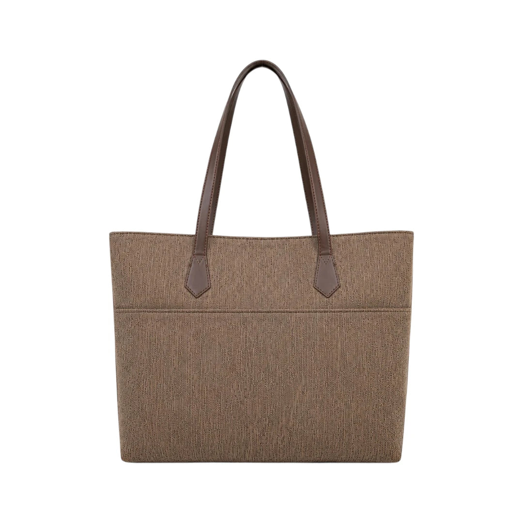 Revixa Brown Textured PU Leather Everyday Tote Bag