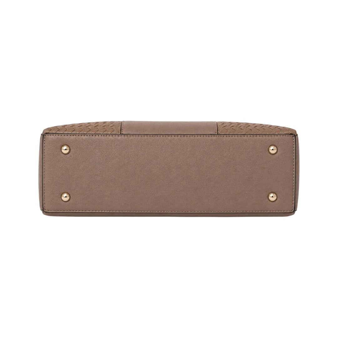 Revixa Brown Woven PU Leather Structured Shoulder Bag