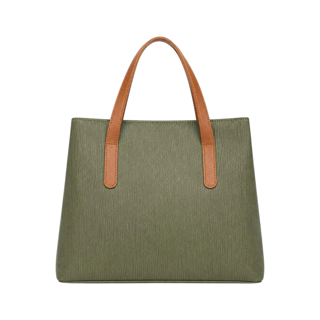 Revixa Olive Textured PU Leather Classic Tote Bag