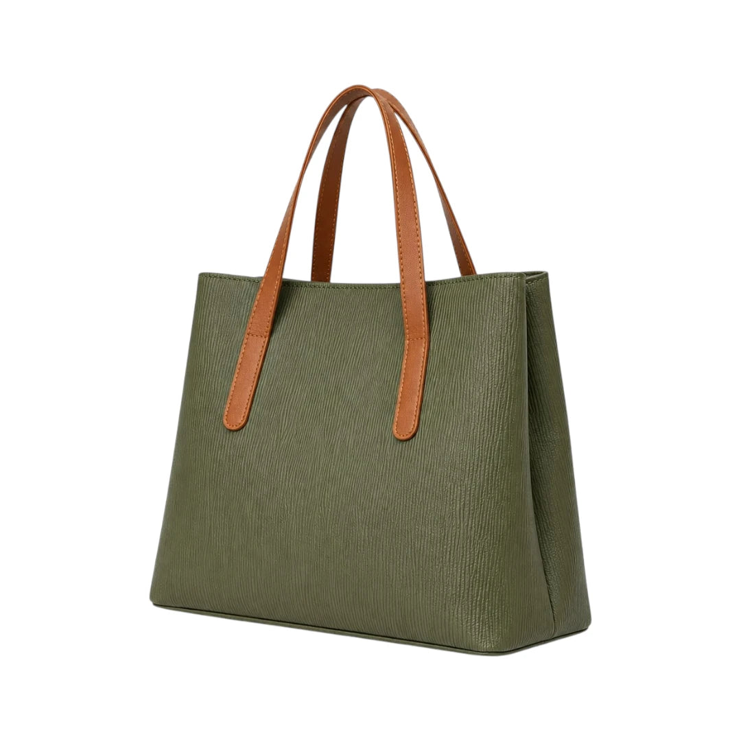 Revixa Olive Textured PU Leather Classic Tote Bag