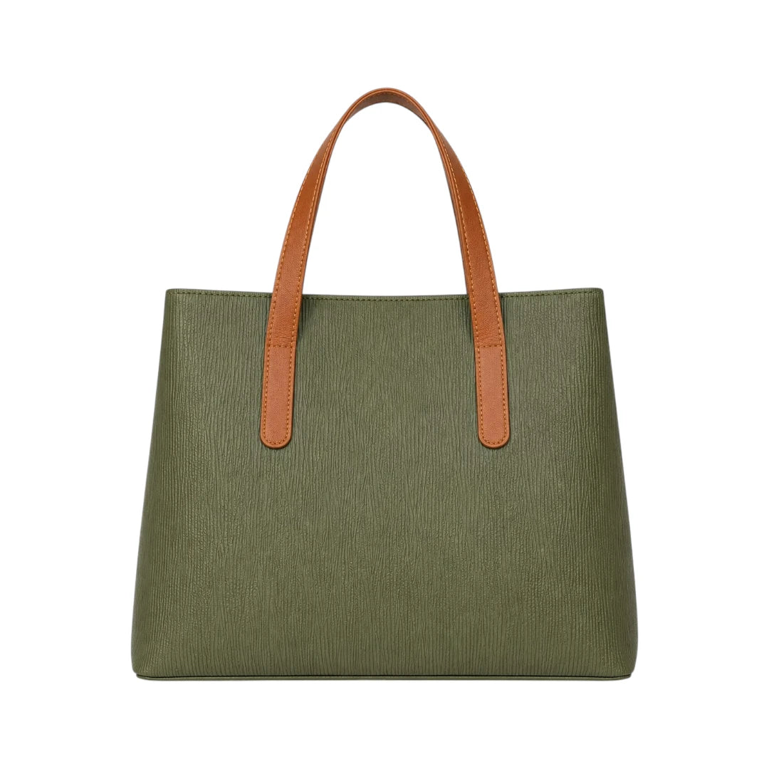 Revixa Olive Textured PU Leather Classic Tote Bag